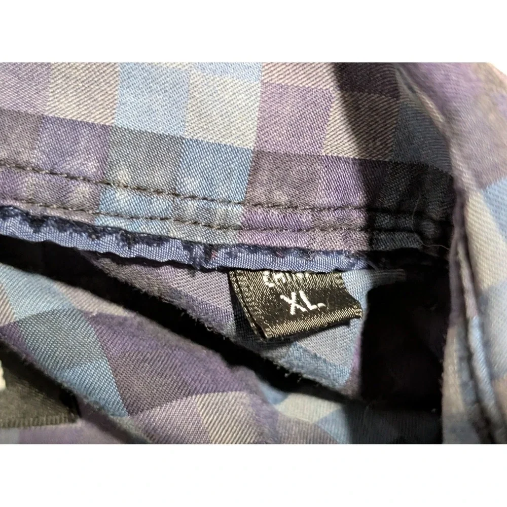 Bugatchi Button Down‎ Shirt Mens XL Blue Purple Check Uomo Cotton Long Sleeve